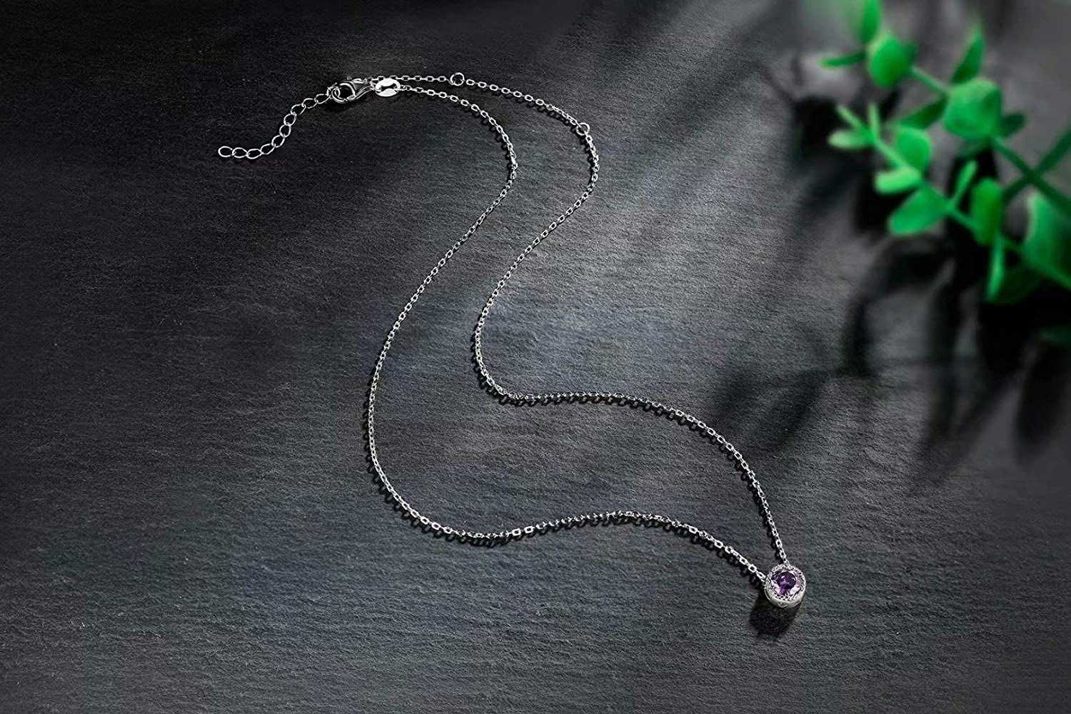 Presentski Birthstone Necklace for Women Sterling Silver 925 Solitaire Pendant Dainty Necklace Birthday Gifts for Women Girls Birthstone Necklaces for Mom - Image 3